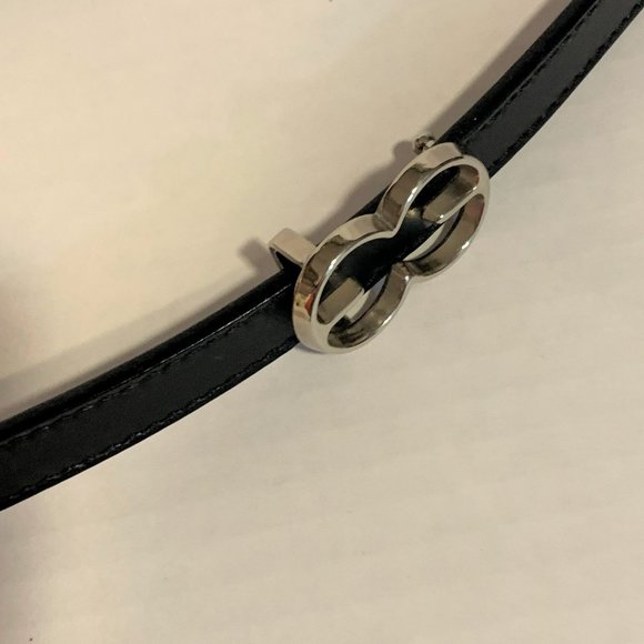 Escada Black Leather Double Wrap Belt XS/S